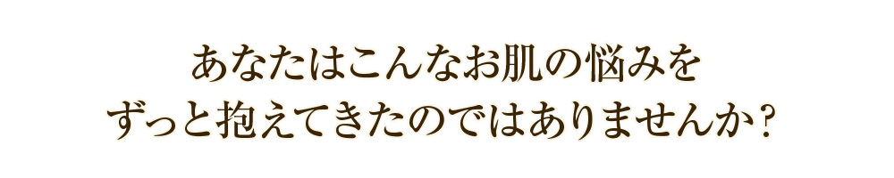 あなたはこんなお肌の悩みをずっと抱えてきたのではありませんか？