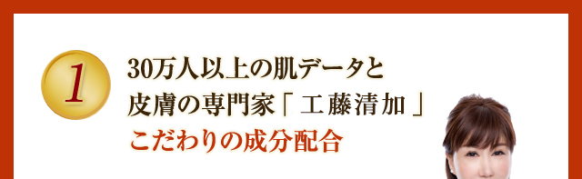 30万人以上の肌データと皮膚の専門家「工藤さやか」こだわりの成分配合