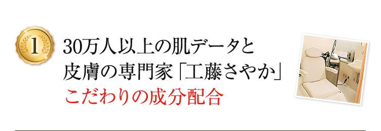 30万人以上の肌データと皮膚の専門家「工藤さやか」こだわりの成分配合